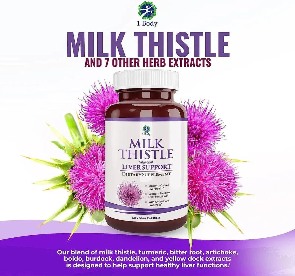 1 BODY - 1 Body Liver Support Supplement Milk Thistle 60 Capsulas - The Red Vitamin MX - Suplementos Alimenticios - {{ shop.shopifyCountryName }}