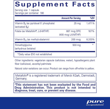 PURE ENCAPSULATIONS - Pure Encapsulations Homocysteine Factors 180 Capsulas - The Red Vitamin MX - Suplementos Alimenticios - {{ shop.shopifyCountryName }}