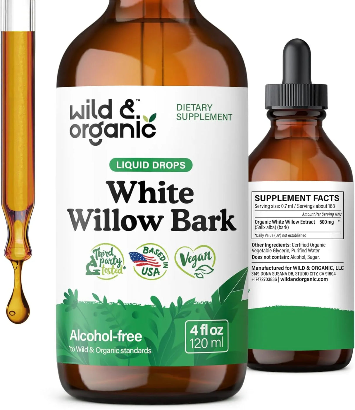 WILD & ORGANIC - Wild & Organic White Willow Bark Extract Liquid Drops 4 Fl.Oz. - The Red Vitamin MX - Suplementos Alimenticios - {{ shop.shopifyCountryName }}