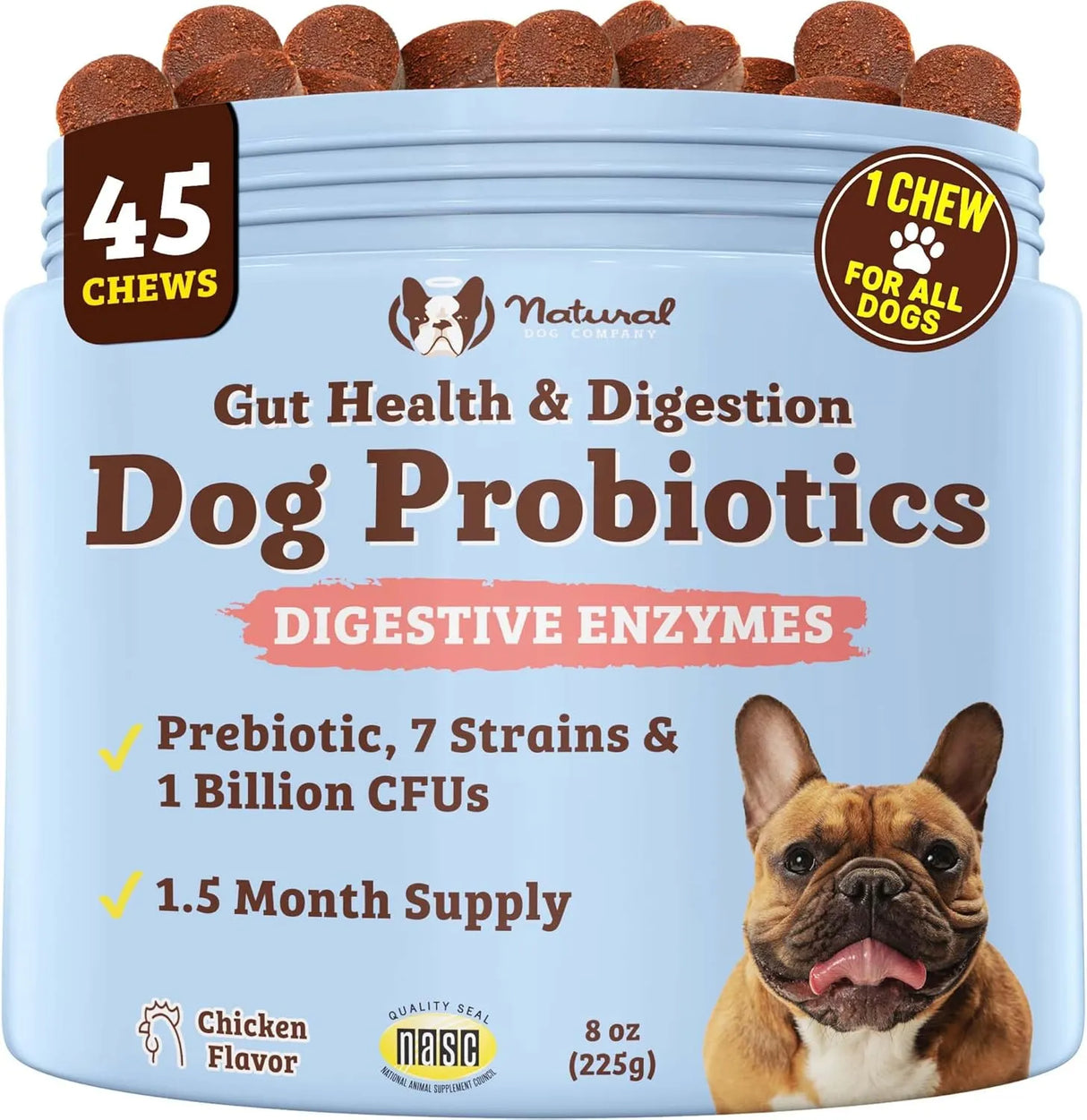 NATURAL DOG COMPANY - Natural Dog Company Probiotic Chews for Dogs Chicken Flavor 45 Masticables - The Red Vitamin MX - Probióticos Para Perros - {{ shop.shopifyCountryName }}