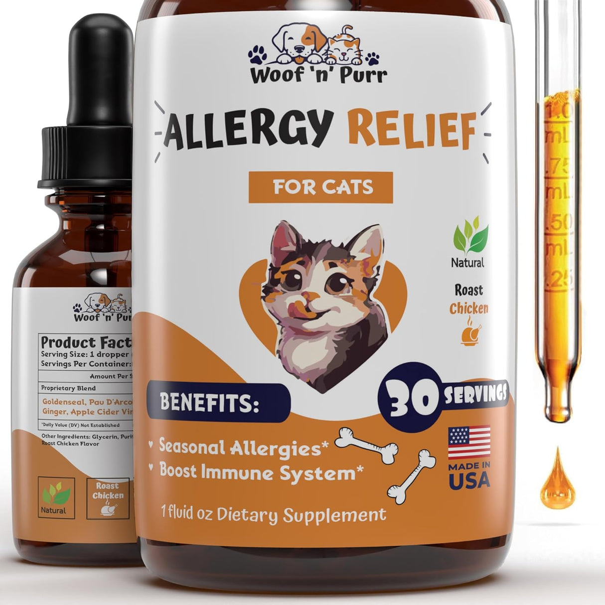 Woof 'n' Purr Natural Allergy Relief for Cats 1 Fl.Oz.