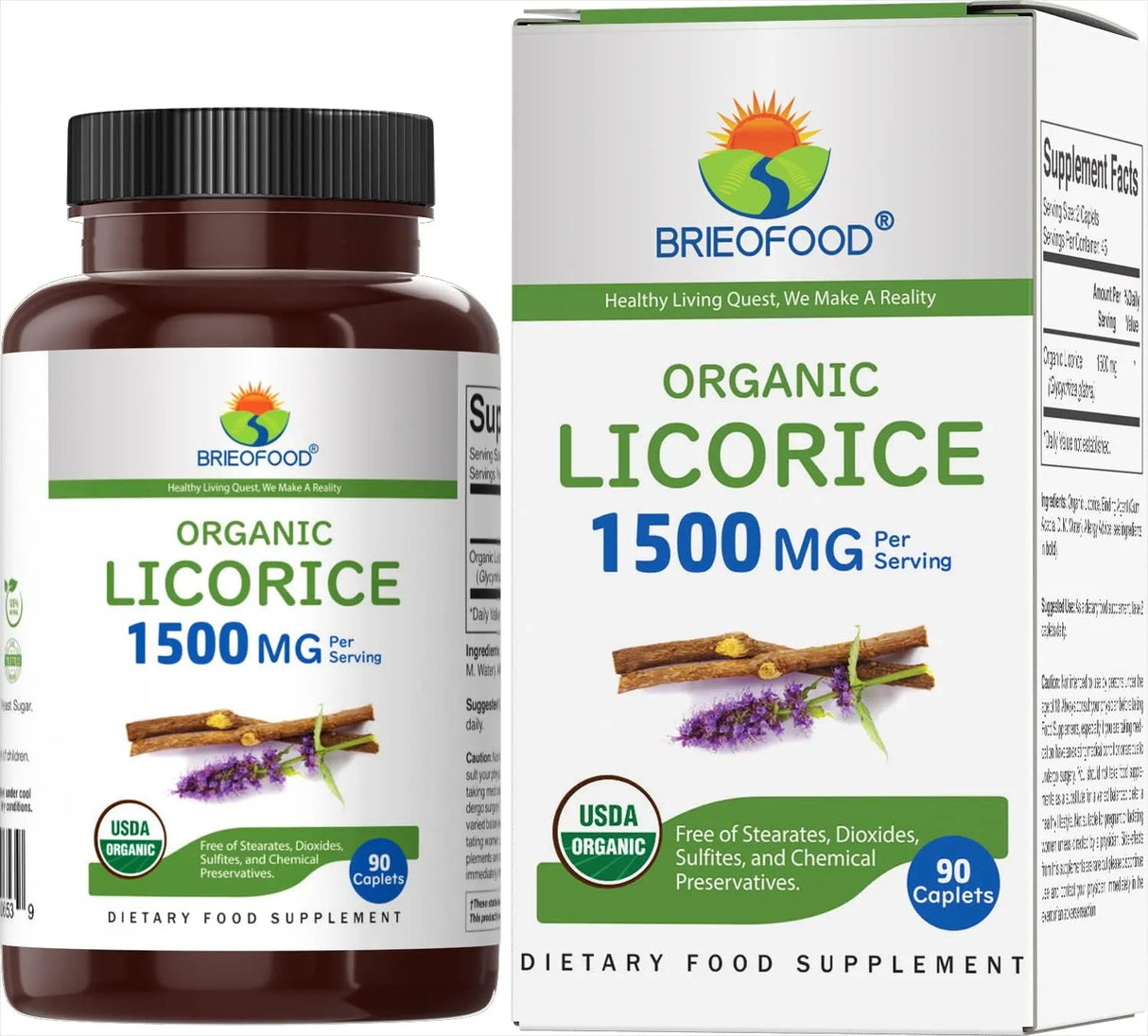 BRIEOFOOD - Brieofood Organic Licorice 1500Mg. 90 Tabletas - The Red Vitamin MX - Suplementos Alimenticios - {{ shop.shopifyCountryName }}