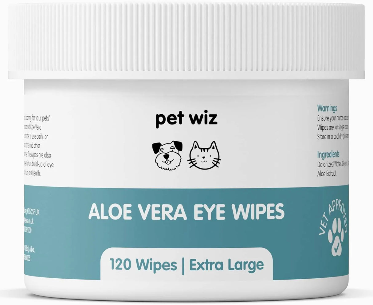 PET WIZ - pet wiz Aloe Vera Eye Wipes for Cleaning Dogs & Cats 120 Toallitas - The Red Vitamin MX - Cuidado De Los Ojos De Los Perros - {{ shop.shopifyCountryName }}