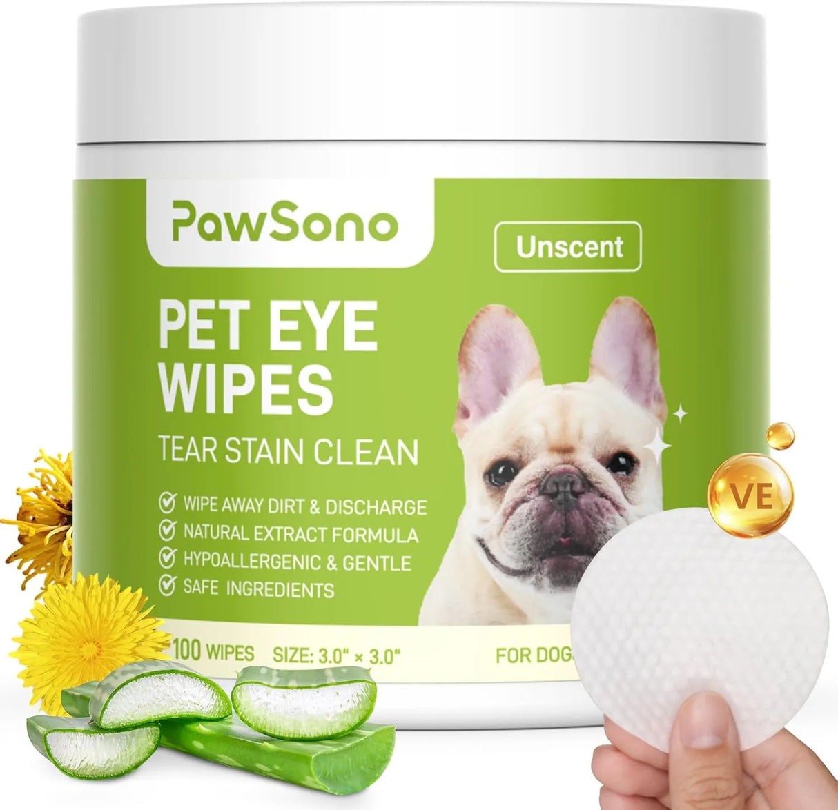 PAWSONO - PawSono Eye Wipes for Dogs & Cats Unscent 100 Toallitas - The Red Vitamin MX - Cuidado De Los Ojos De Los Perros - {{ shop.shopifyCountryName }}
