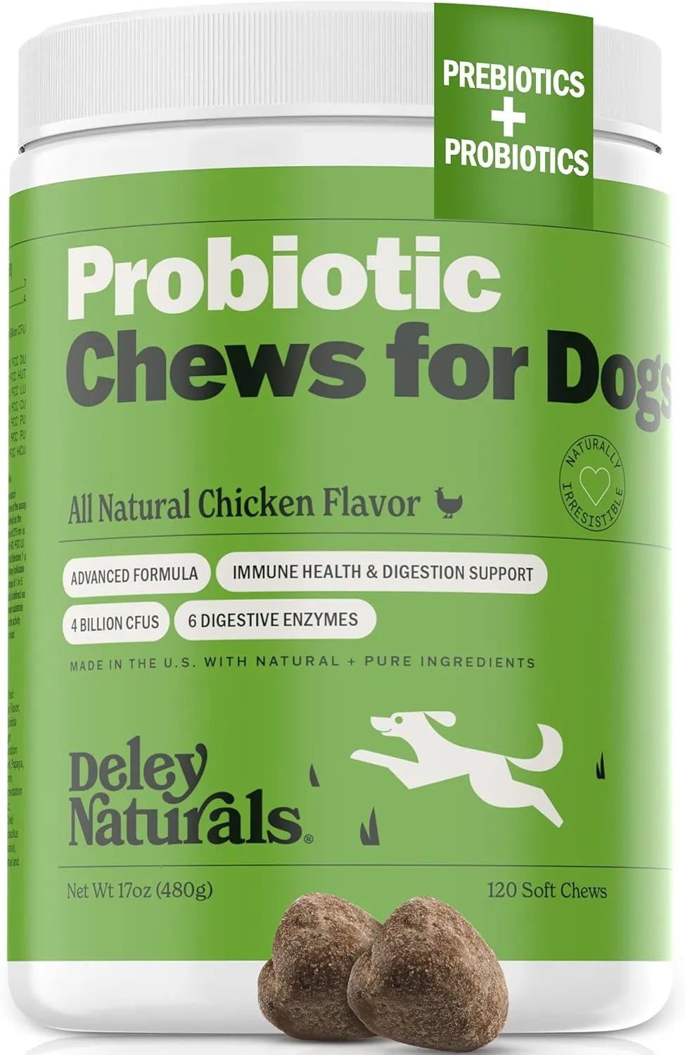 DELEY NATURALS - Deley Naturals Dog Probiotic Chews 120 Masticables - The Red Vitamin MX - Probióticos Para Perros - {{ shop.shopifyCountryName }}