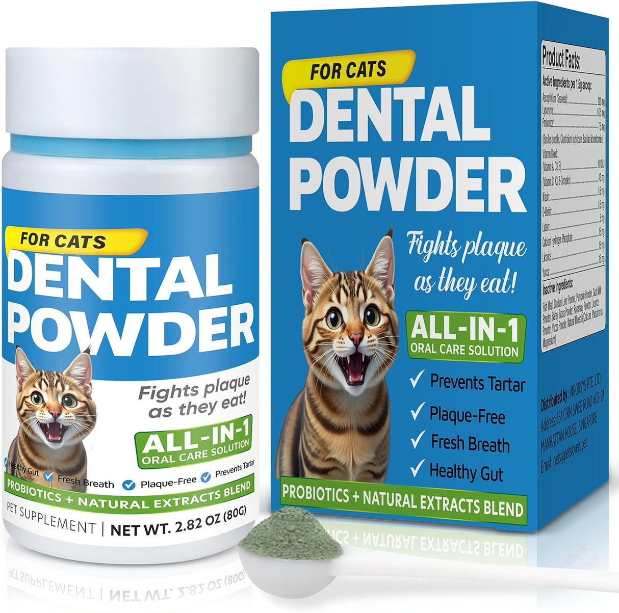 Spanielbuns Cat Dental Care Powder Bad Breath Treatment for Cats Teeth 80Gr.