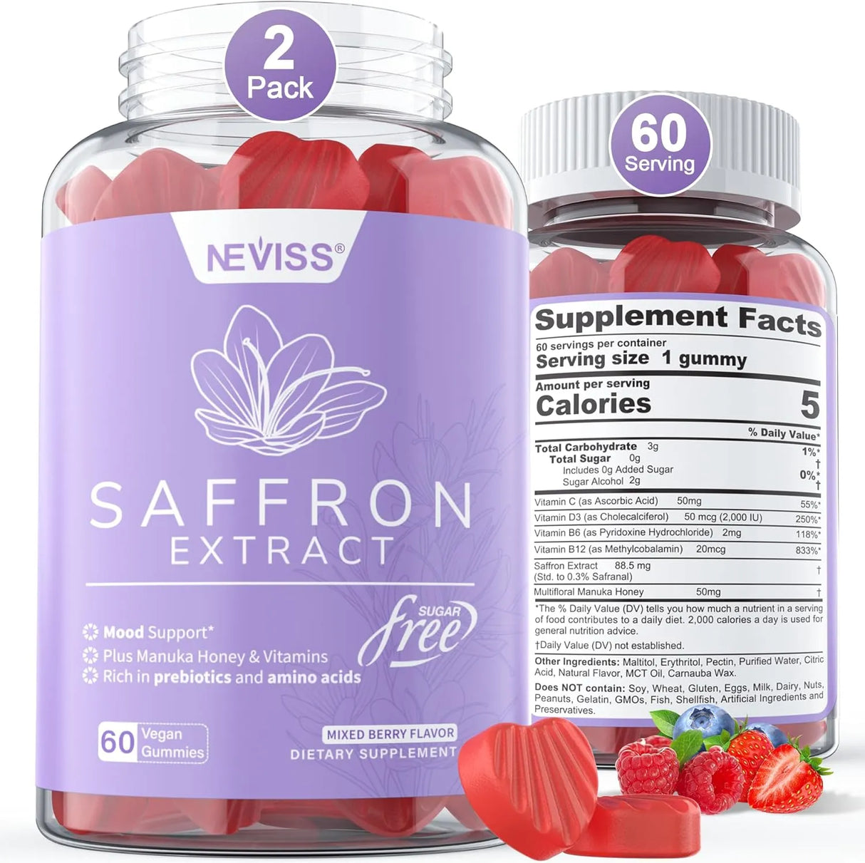 NEVISS - NEVISS Saffron Gummies 60 Gomitas 2 Pack - The Red Vitamin MX - Suplementos Alimenticios - {{ shop.shopifyCountryName }}