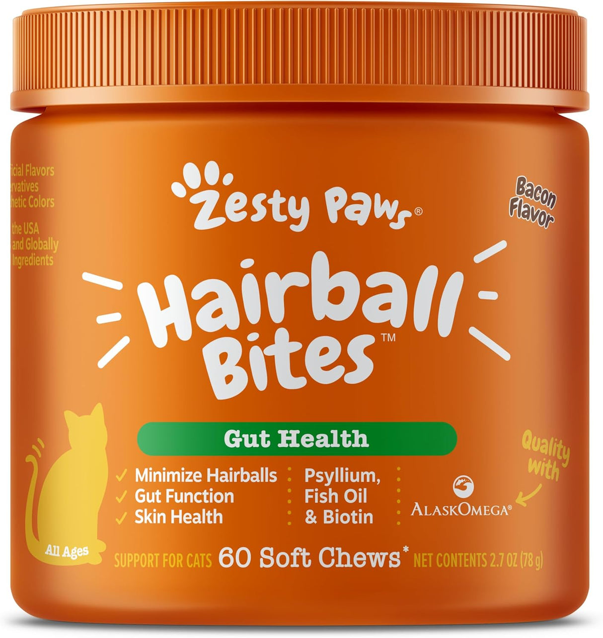 Zesty Paws Hairball Bites for Cats 60 Masticables