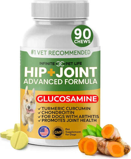 INFINITE PET - Infinite Pet Advanced Hip and Joint Supplement for Dogs 90 Tabletas Masticables - The Red Vitamin MX - Cuidado De Cadera Y Articulaciones Para Perros - {{ shop.shopifyCountryName }}