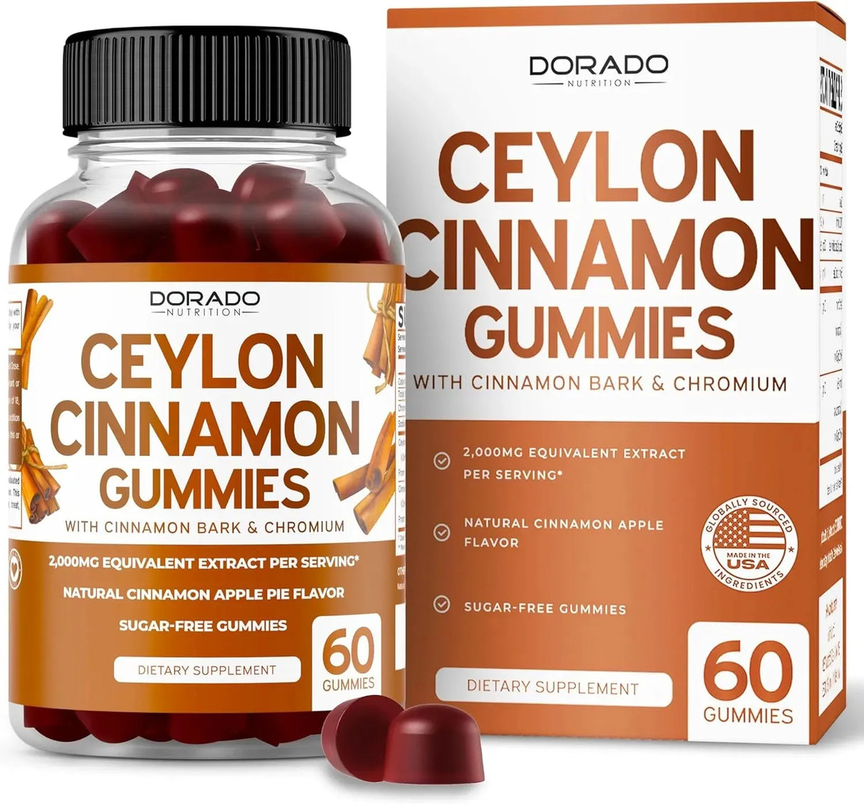 DORADO NUTRITION - Dorado Nutrition Sugar-Free Ceylon Cinnamon Gummies 2000Mg. 60 Gomitas - The Red Vitamin MX - Suplementos Alimenticios - {{ shop.shopifyCountryName }}