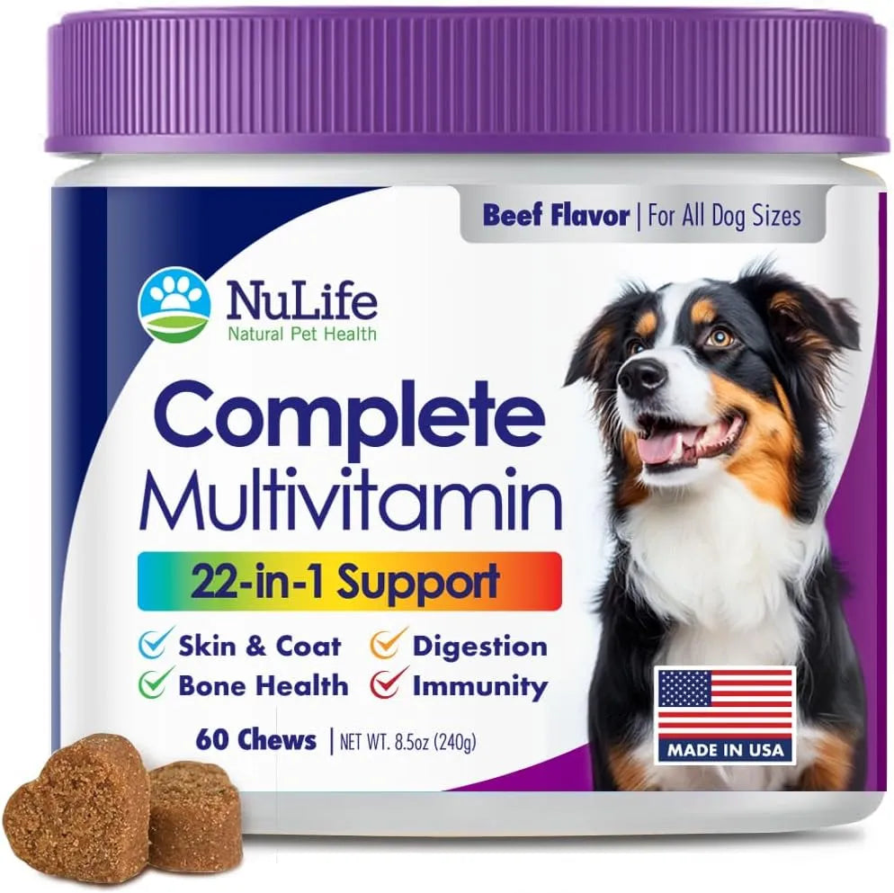 NULIFE - NuLife Natural Pet Health Dog Multivitamin 22-in-1 Support 60 Masticables - The Red Vitamin MX - Multivitamínicos Para Perros - {{ shop.shopifyCountryName }}