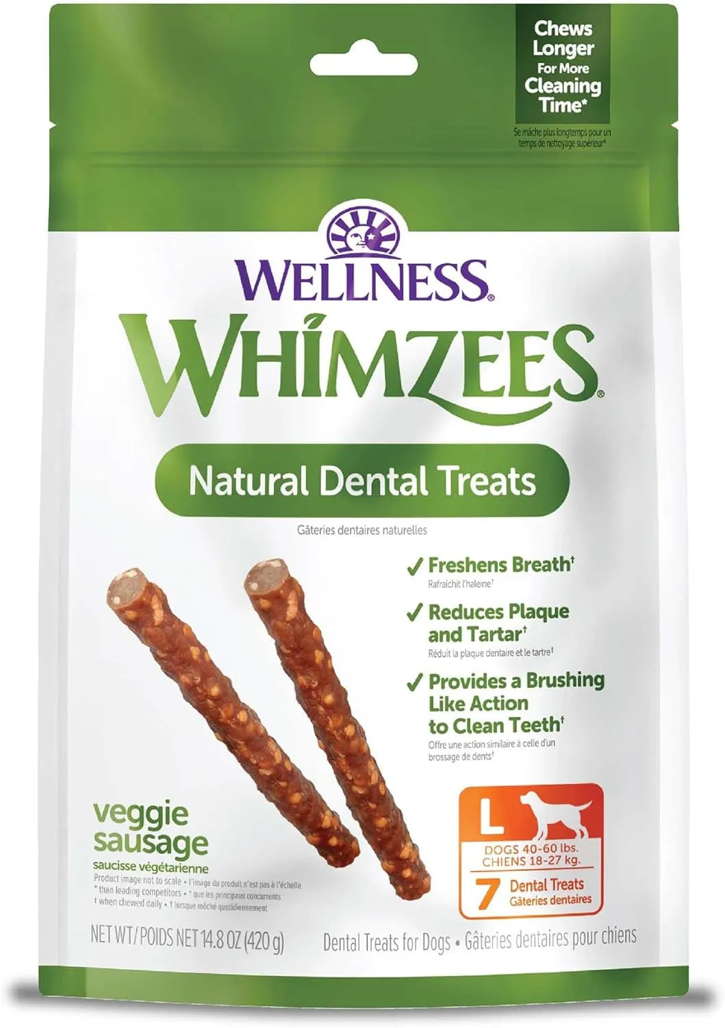 WELLNESS WHIMZEES - Wellness WHIMZEES Veggie Sausage Dog Dental Treats Large Size Stick 7 Piezas - The Red Vitamin MX - Cuidado Dental Para Perros - {{ shop.shopifyCountryName }}