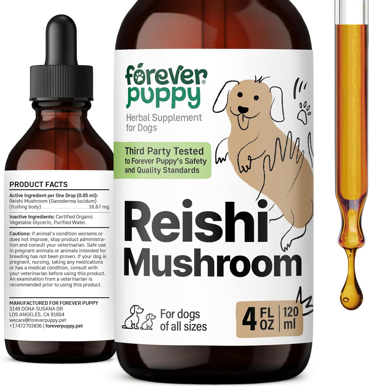 FOREVER PUPPY - Forever Puppy Red Reishi Mushroom Tincture for Dogs 4 Fl.Oz. - The Red Vitamin MX - Suplementos Herbales Para Perros - {{ shop.shopifyCountryName }}