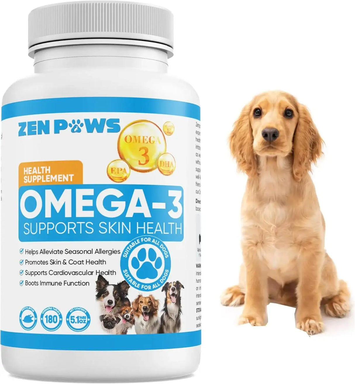 ZENPAWS - Zenpaws Omega 3 Fish Oil for Dogs 180 Tabletas Masticables - The Red Vitamin MX - Aceite De Pescado Para Perros - {{ shop.shopifyCountryName }}