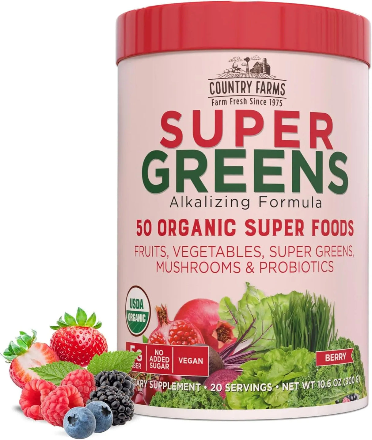 COUNTRY FARMS - Country Farms Organic Super Greens Berry Flavor 20 Servicios 300Gr. - The Red Vitamin MX - Suplementos Alimenticios - {{ shop.shopifyCountryName }}