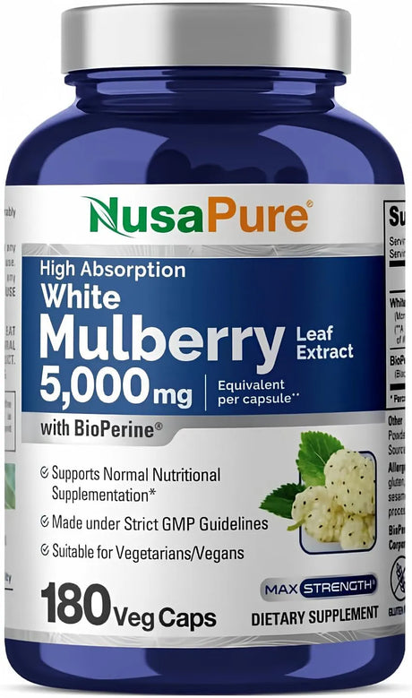 NUSAPURE - NusaPure White Mulberry Leaf Extract 10:1 Extract 180 Capsulas - The Red Vitamin MX - Suplementos Alimenticios - {{ shop.shopifyCountryName }}