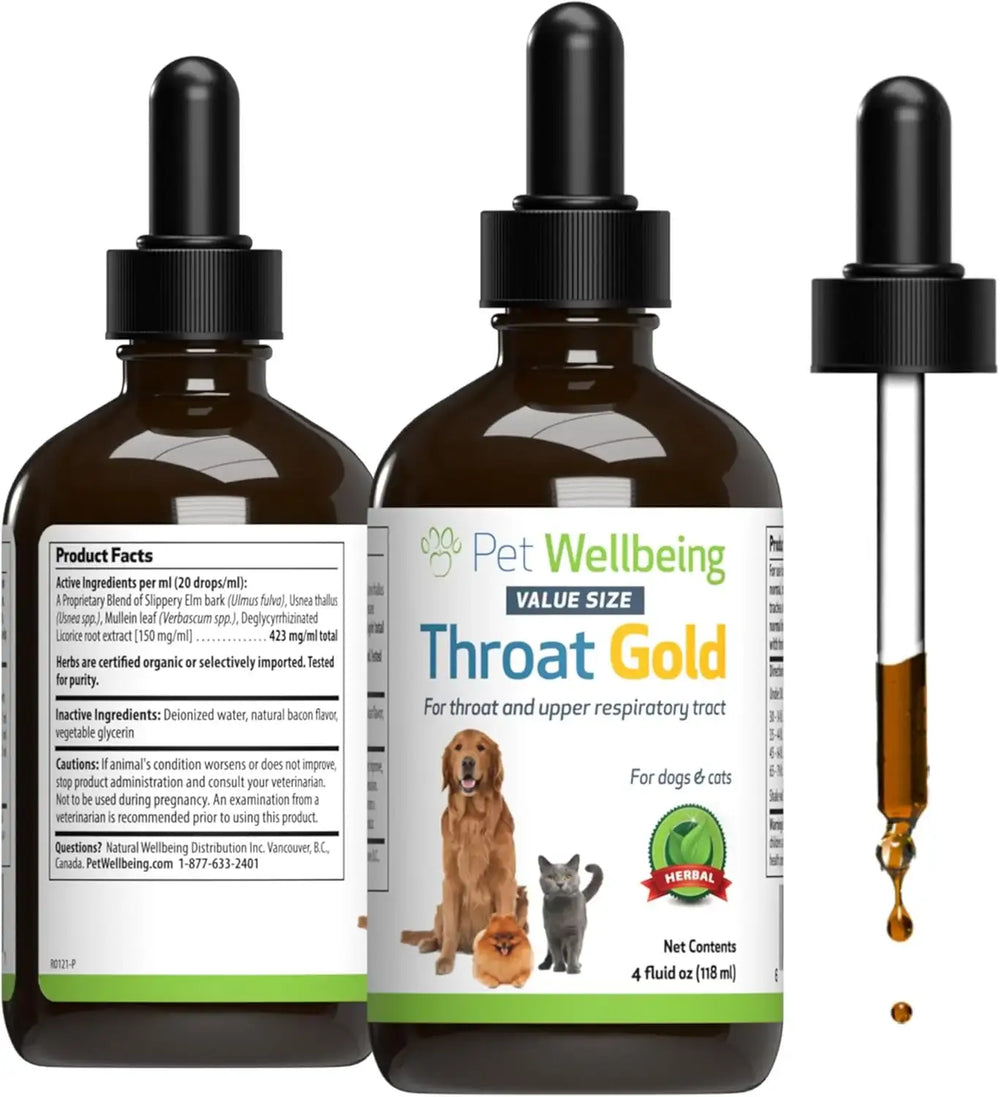 PET WELLBEING - Pet Wellbeing Throat Gold for Dogs 4 Fl.Oz. - The Red Vitamin MX - Medicamentos Sin Receta Para Perros - {{ shop.shopifyCountryName }}