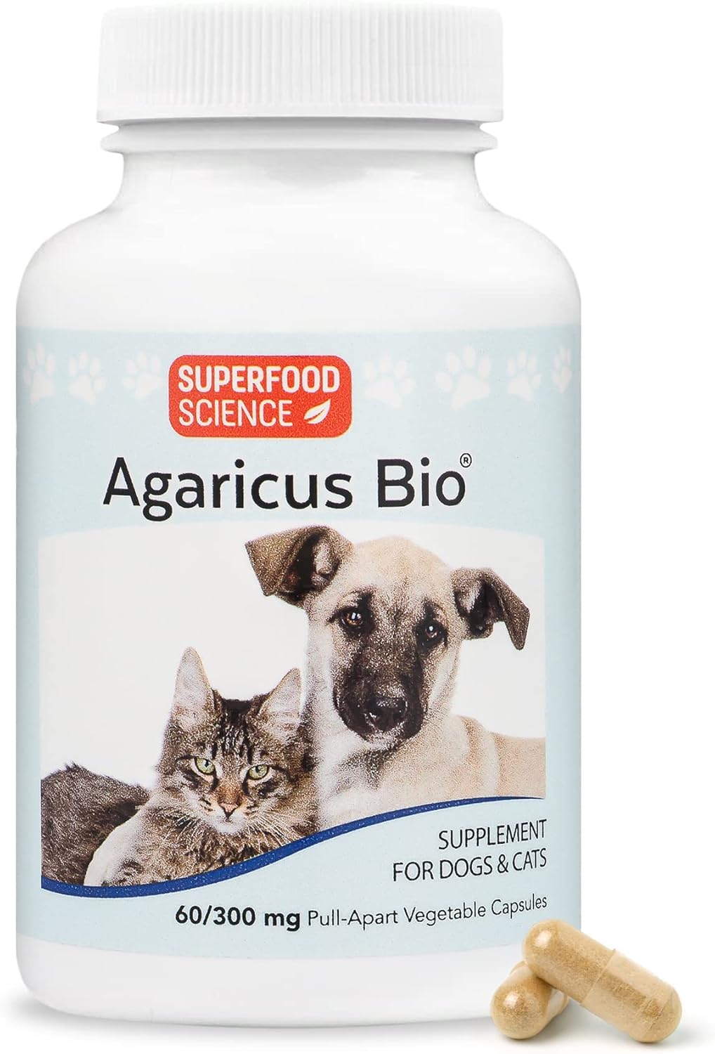 SUPERFOOD SCIENCE - Superfood Science Agaricus Bio 300Mg. Mushroom Pet Supplement 60 Capsulas - The Red Vitamin MX - Suplementos Herbales Para Perros - {{ shop.shopifyCountryName }}