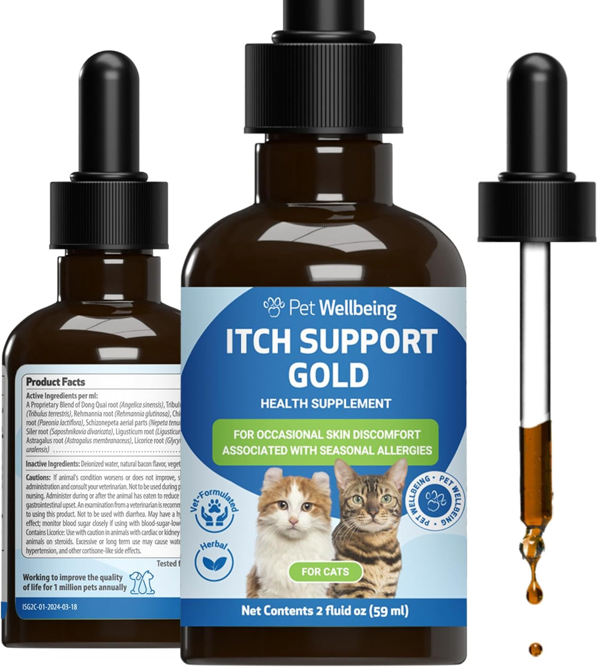 Pet Wellbeing Itch Support Gold for Cats 2 Fl.Oz.