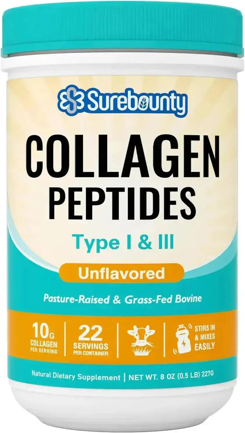 SUREBOUNTY - Surebounty Collagen Peptides Powder Type I & III, Grass-Fed Bovine Source 227Gr. - The Red Vitamin MX - Suplementos Alimenticios - {{ shop.shopifyCountryName }}