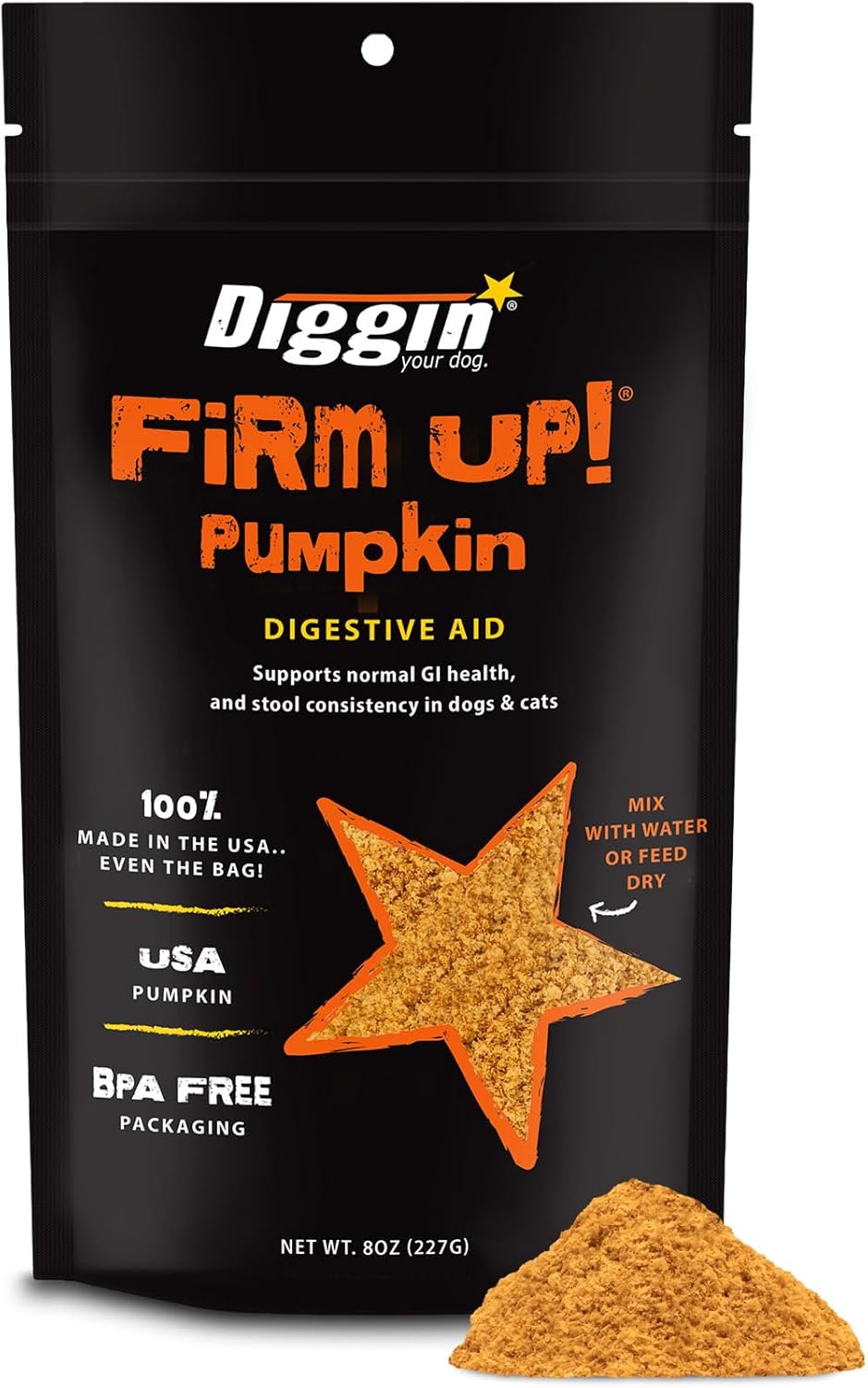 Diggin' Your Dog Firm Up Pumpkin for Dogs & Cats 227Gr.