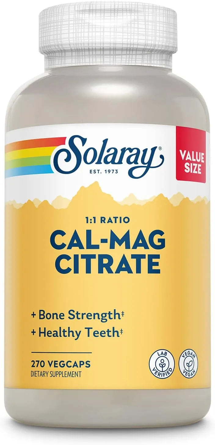 SOLARAY - Solaray Calcium Magnesium Citrate 1:1 Ratio 270 Capsulas - The Red Vitamin MX - Suplementos Alimenticios - {{ shop.shopifyCountryName }}