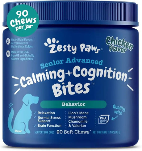 ZESTY PAWS - Zesty Paws Senior Advanced Calming & Cognition Soft Chews for Dogs 90 Masticables - The Red Vitamin MX - Relajantes Para Perros - {{ shop.shopifyCountryName }}