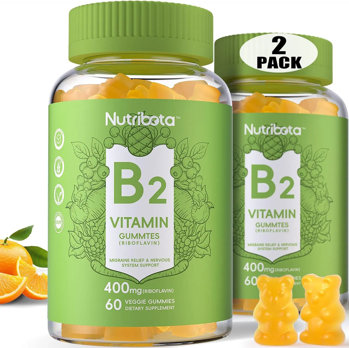 NUTRIBOTA - Nutribota Sugar Free Vitamin B2 Gummies 400Mg. 60 Gomitas 2 Pack - The Red Vitamin MX - Suplementos Alimenticios - {{ shop.shopifyCountryName }}