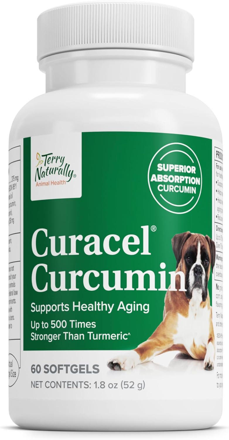 Terry Naturally Curacel Curcumin Health Supplement for Dogs 60 Capsulas Blandas