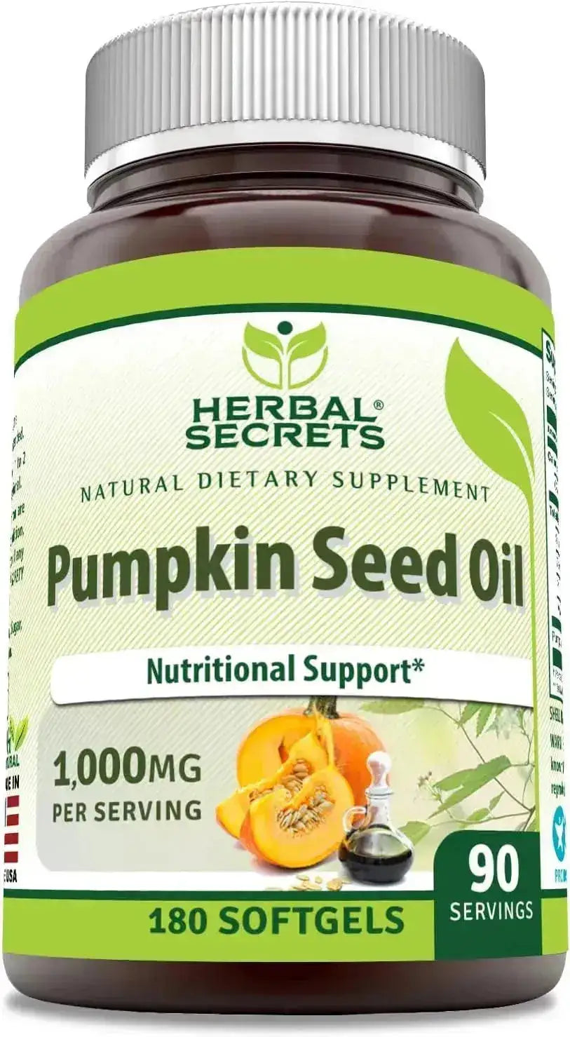 HERBAL SECRETS - Herbal Secrets Pumpkin Seed Oil 1000Mg. 180 Capsulas Blandas - The Red Vitamin MX - Suplementos Alimenticios - {{ shop.shopifyCountryName }}