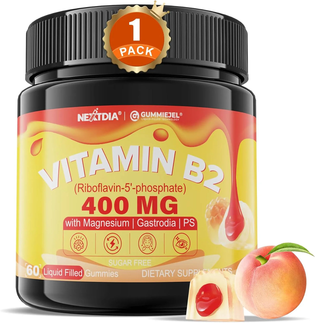 NEXTDIA - Nextdia Vitamin B2 Riboflavin 400Mg. 60 Gomitas - The Red Vitamin MX - Suplementos Alimenticios - {{ shop.shopifyCountryName }}