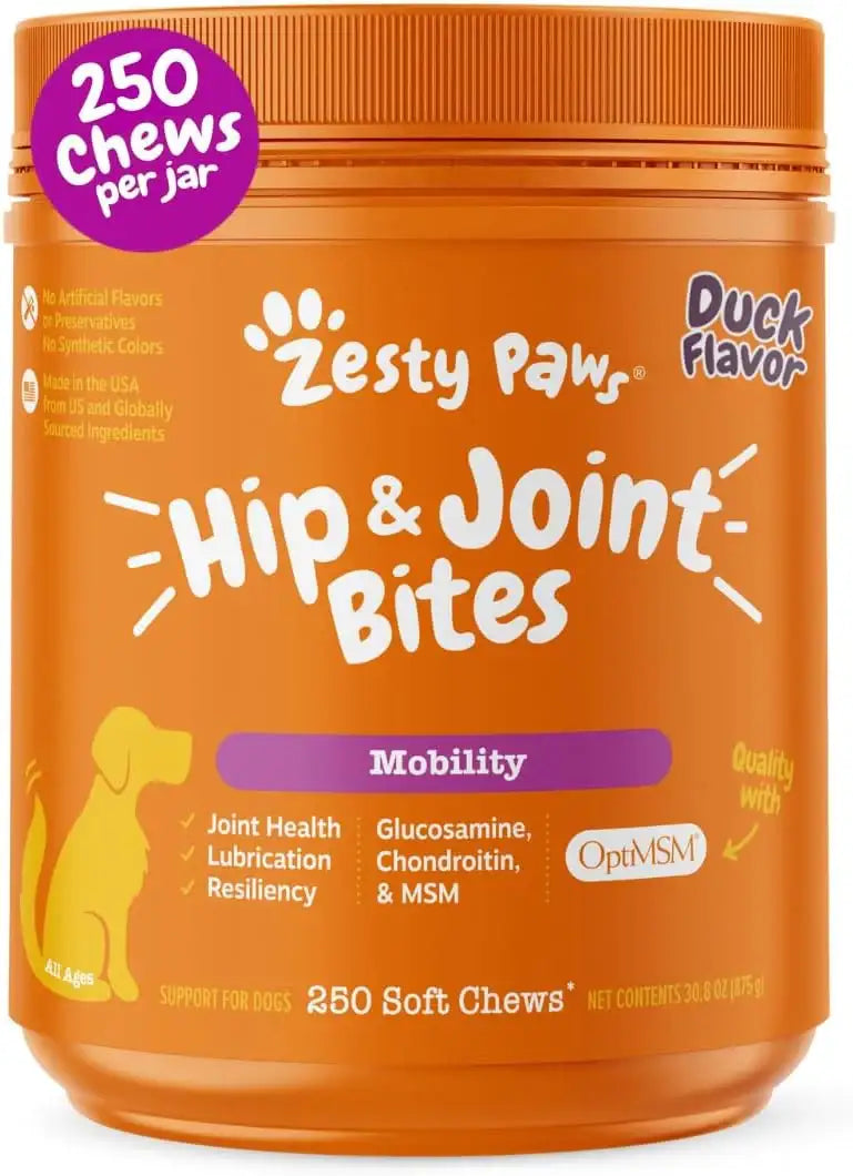 ZESTY PAWS - Zesty Paws Hip and Joint for Dogs Duck 250 Masticables - The Red Vitamin MX - Cuidado De Cadera Y Articulaciones Para Perros - {{ shop.shopifyCountryName }}