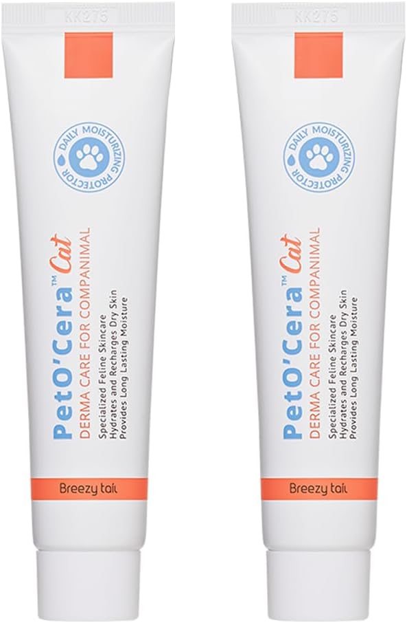 Breezytail PetO'CERA Cat Cream Hair Loss & Itch Relief for Hot Spots Rashes Allergies & Dry Skin 40Ml. 2 Pack