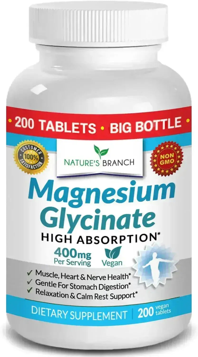 NATURE'S BRANCH - Nature's Branch Magnesium Glycinate 400Mg. 200 Tabletas - The Red Vitamin MX - Suplementos Alimenticios - {{ shop.shopifyCountryName }}