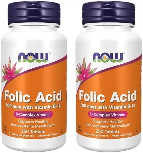NOW SUPPLEMENTS - Now Supplements Folic Acid 800mcg + B-12 250 Tabletas 2 Pack - The Red Vitamin MX - Suplementos Alimenticios - {{ shop.shopifyCountryName }}