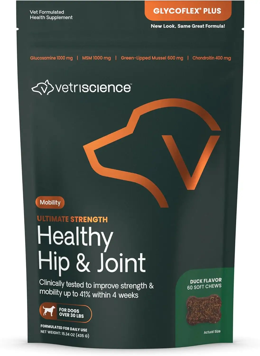 VETRISCIENCE - VetriScience GlycoFlex Ultimate Strength Healthy Hip & Joint Duck Flavor 60 Masticables - The Red Vitamin MX - Cuidado De Cadera Y Articulaciones Para Perros - {{ shop.shopifyCountryName }}