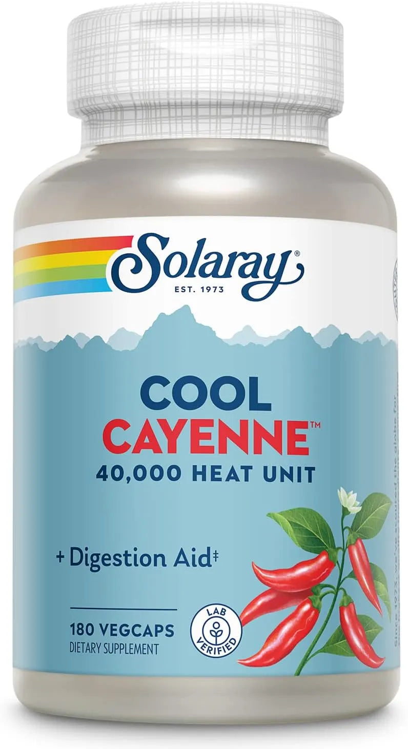 SOLARAY - Solaray Cool Cayenne Pepper 40,000 HU 180 Capsulas - The Red Vitamin MX - Suplementos Alimenticios - {{ shop.shopifyCountryName }}