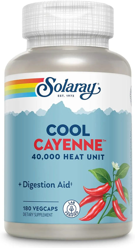 SOLARAY - Solaray Cool Cayenne Pepper 40,000 HU 180 Capsulas - The Red Vitamin MX - Suplementos Alimenticios - {{ shop.shopifyCountryName }}
