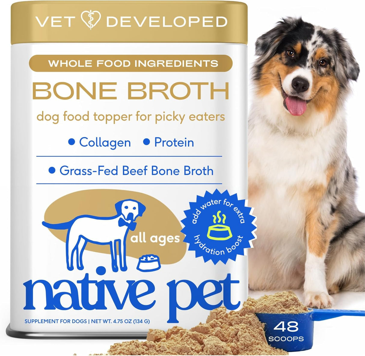 Native Pet Bone Broth for Dogs 48 Servicios 134Gr.