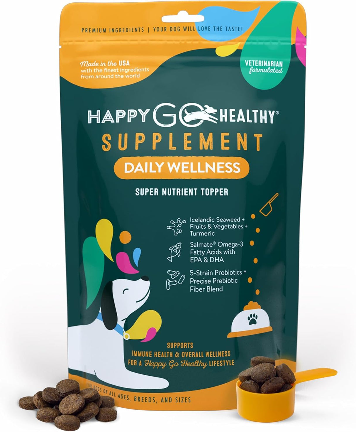 HAPPY GO HEALTHY Daily Wellness Supplements for Dogs 60 Servicios