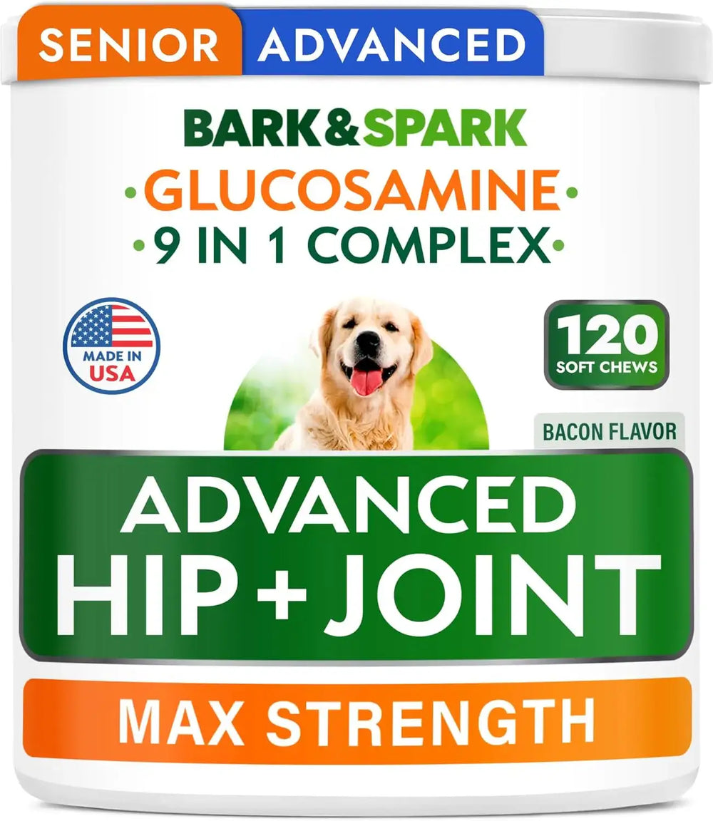 BARK&SPARK - Bark&Spark Senior Advanced Glucosamine Chondroitin for Dogs 120 Masticables - The Red Vitamin MX - Cuidado De Cadera Y Articulaciones Para Perros - {{ shop.shopifyCountryName }}