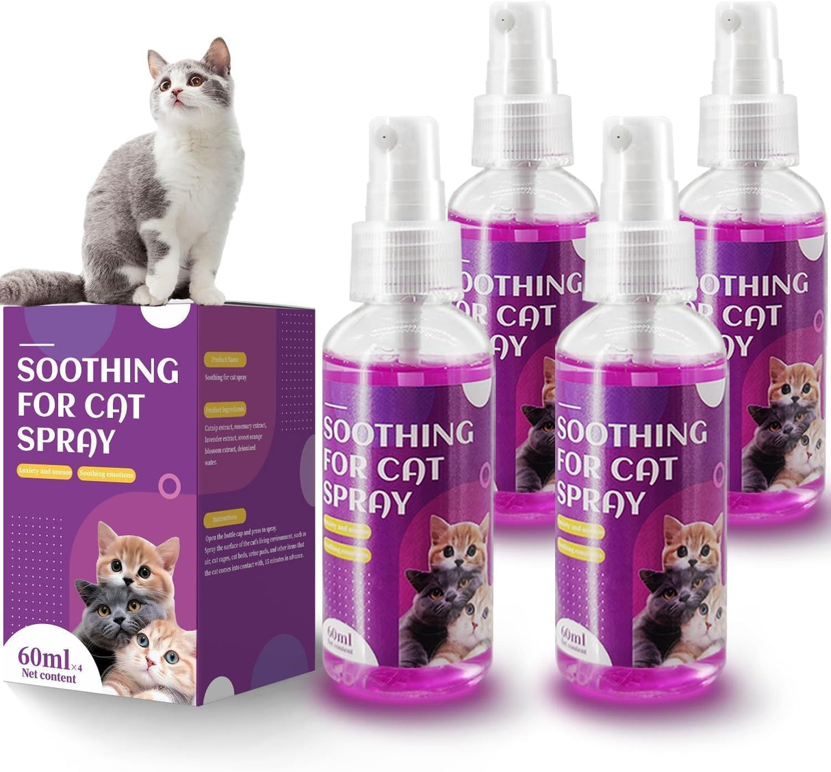 TailTrespass Cat Calming Spray 60Ml. 4 Pack