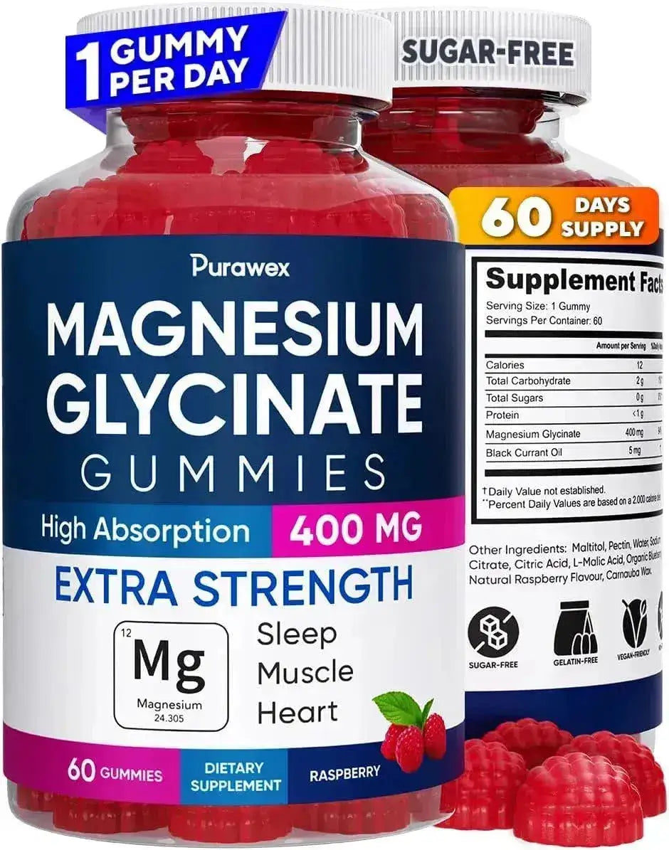 PURAWEX - Purawex Magnesium Glycinate Gummies 400Mg. 60 Gomitas - The Red Vitamin MX - Suplementos Alimenticios - {{ shop.shopifyCountryName }}