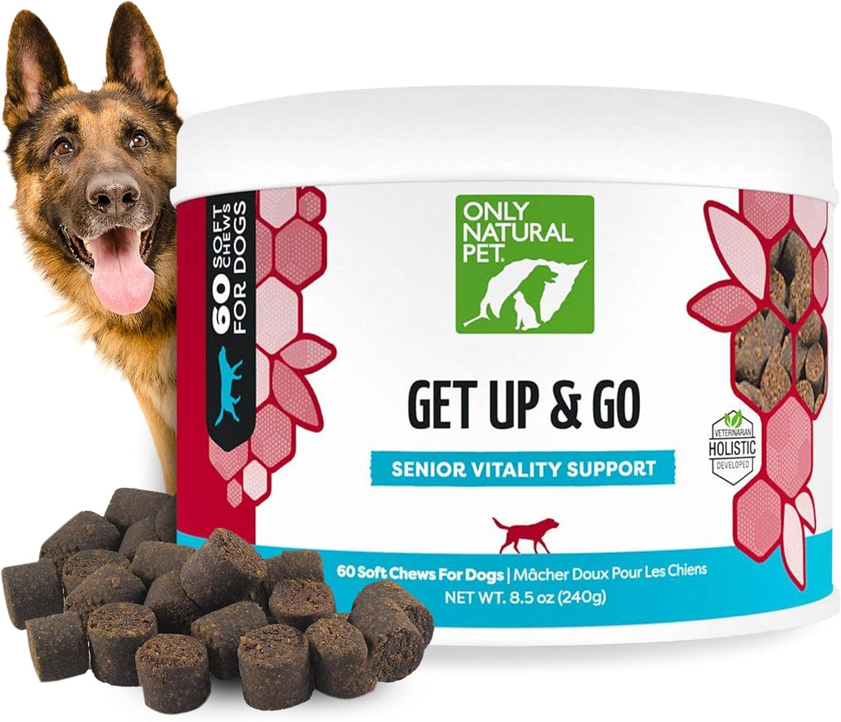 Only Natural Pet Get Up & Go Herbal Joint Support Supplement for Dogs 60 Masticables