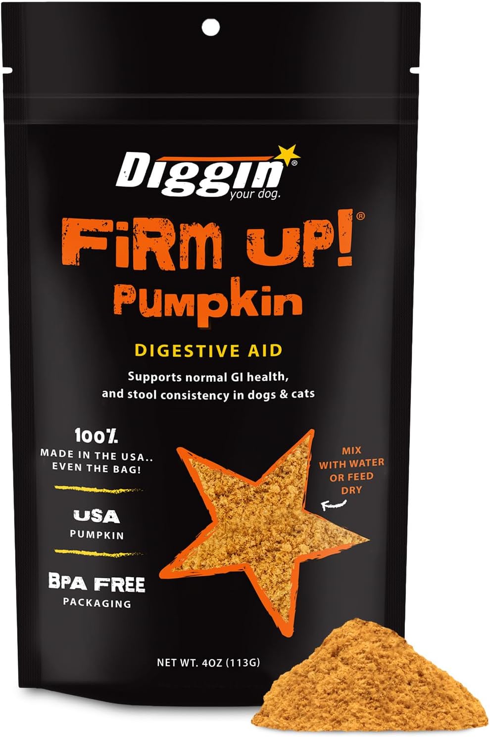 Diggin' Your Dog Firm Up Pumpkin for Dogs & Cats 113Gr.