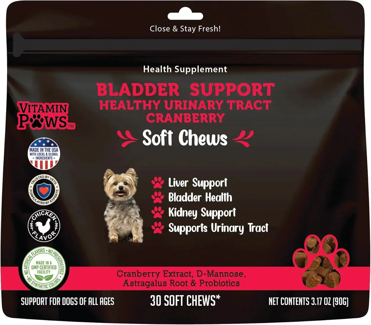 VITAMIN PAWS - Vitamin Paws Cranberry Supplement for Dogs 30 Masticables - The Red Vitamin MX - Salud De Tracto Urinario Para Perros - {{ shop.shopifyCountryName }}