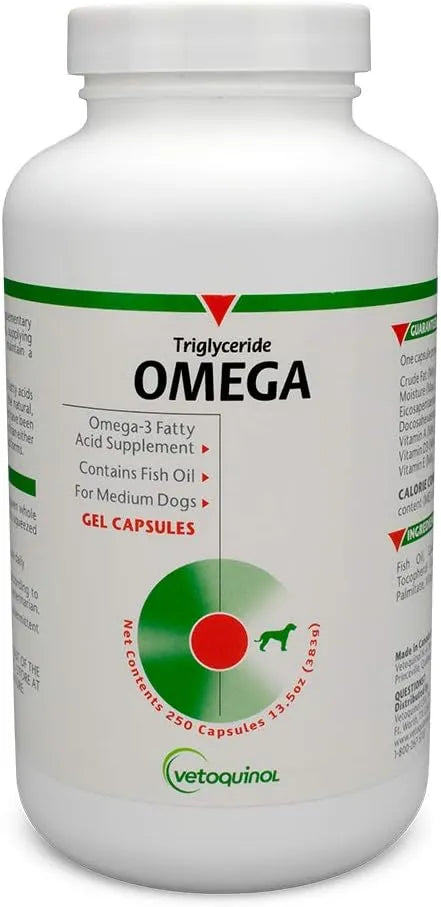VETOQUINOL - Vetoquinol Triglyceride Omega Dog Supplement 250 Capsulas - The Red Vitamin MX - Aceite De Pescado Para Perros - {{ shop.shopifyCountryName }}