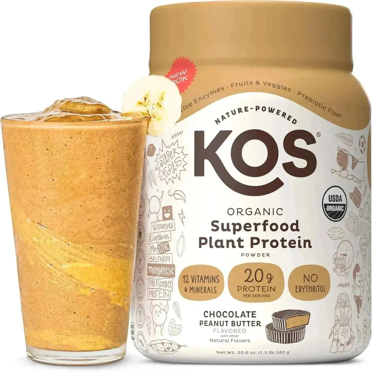 KOS - KOS Organic Plant Based Protein Powder Chocolate Peanut Butter 15 Servicios 585Gr. - The Red Vitamin MX - Suplementos Alimenticios - {{ shop.shopifyCountryName }}