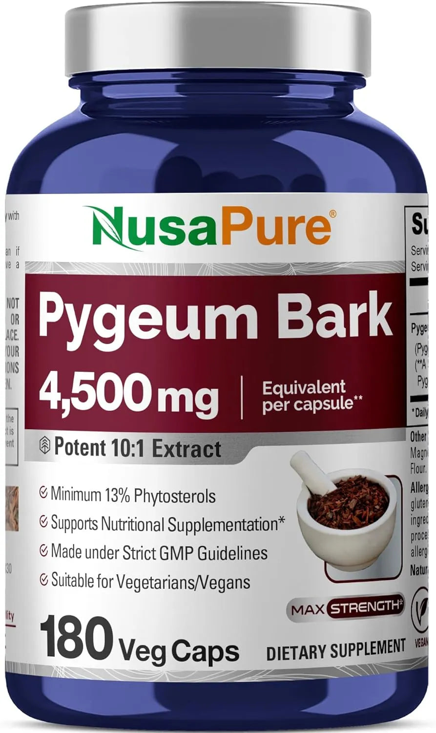 NUSAPURE - NusaPure Pygeum Bark 10:1 Extract, 450Mg. 180 Capsulas - The Red Vitamin MX - Suplementos Alimenticios - {{ shop.shopifyCountryName }}