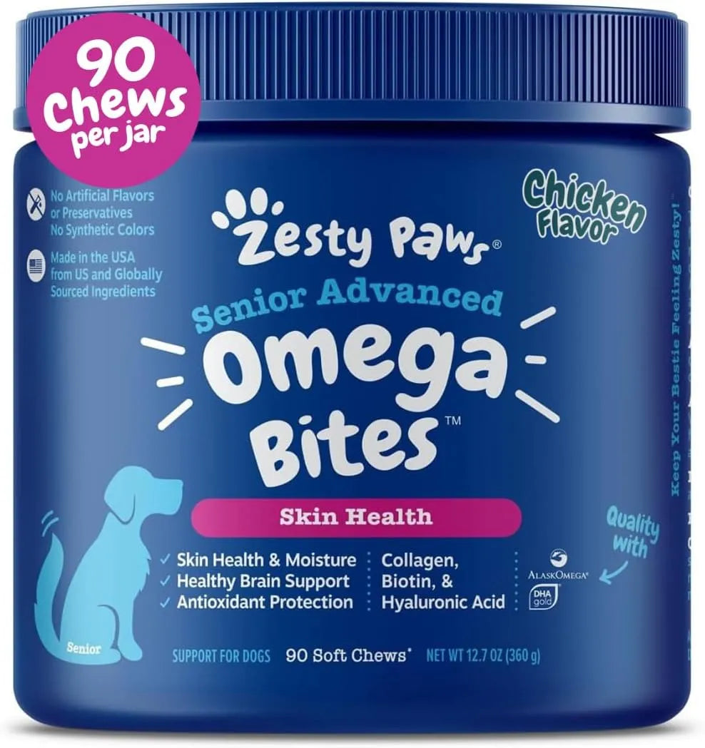 ZESTY PAWS - Zesty Paws Senior Advanced Omega Bites Skin Health 90 Masticables - The Red Vitamin MX - Aceite De Pescado Para Perros - {{ shop.shopifyCountryName }}